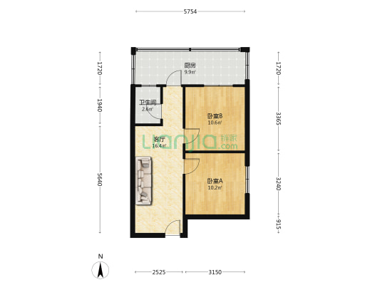 万寿宫8号 2室1厅1卫 63平方