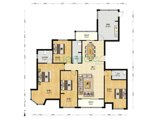 盛世名门(常熟市) 4室1厅3卫 183平方