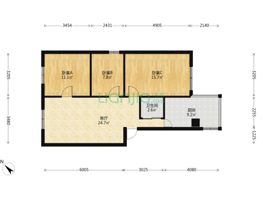 泰安综合楼 3室1厅1卫 80平方