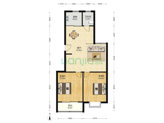 润洋壹品(射阳县) 2室1厅1卫 129平方