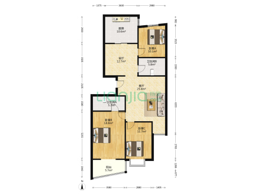 太铁建南住宅小区 3室2厅2卫 158平方