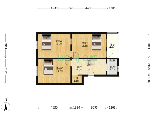 赣东北大道24号 3室1厅0卫 64平方