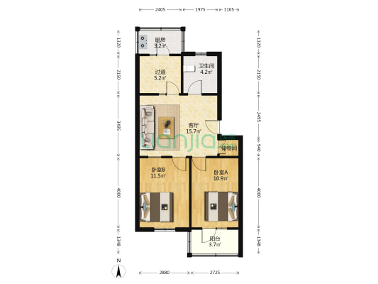 水电公寓南院 2室1厅1卫 68平方