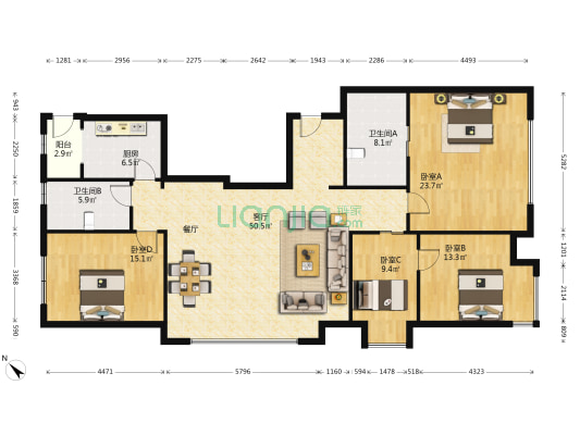 融御-融景铭邸 4室1厅2卫 183平方