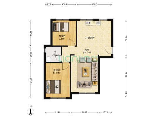万科紫台 2室1厅1卫 91平方