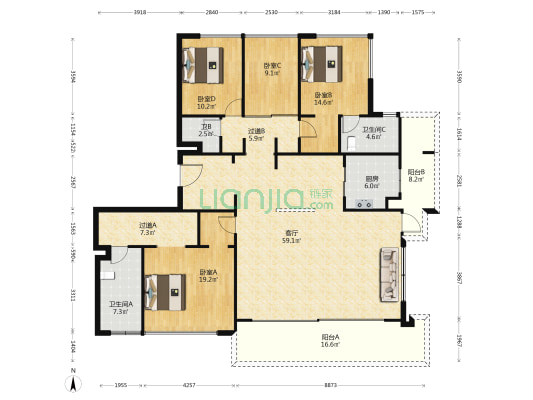 万科天府锦绣锦院 4室1厅3卫 197平方