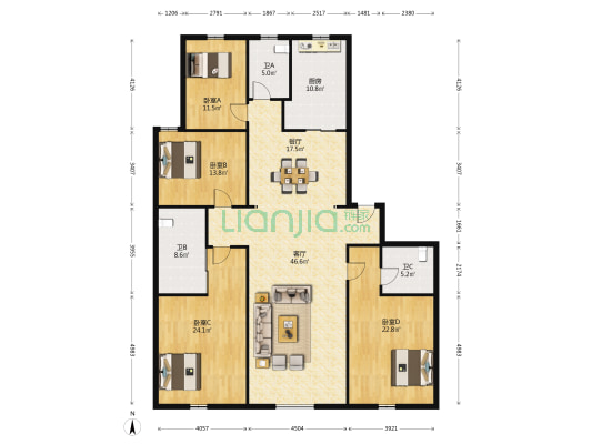 世贸广场 4室2厅3卫 229平方