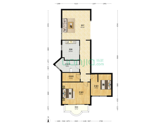 兴国苑 2室1厅1卫 118平方
