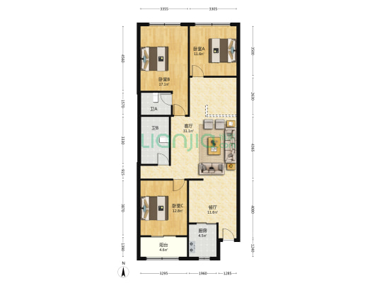 新渡街575-579号 3室2厅2卫 120平方