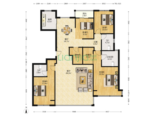 正商祯瑞上境 4室2厅3卫 191平方