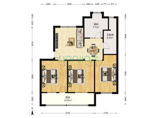 五四矿小区 3室2厅1卫 95平方