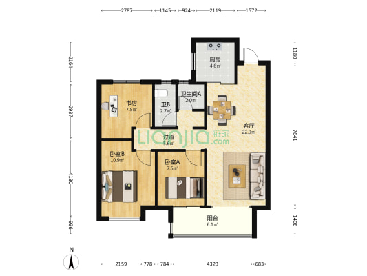 交投华园 3室1厅2卫 97平方
