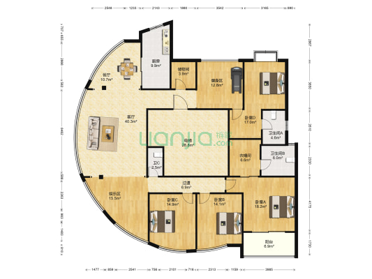 涵碧景苑 4室2厅3卫 245平方
