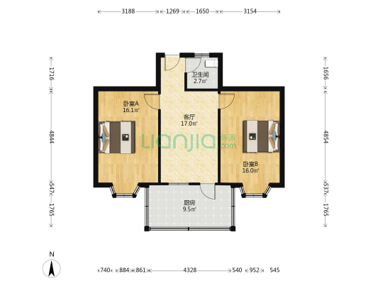 杆南东街43号 2室1厅1卫 70平方