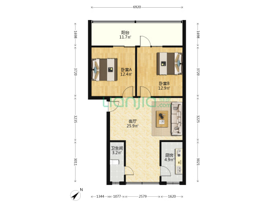 简城西街185号 2室1厅1卫 82平方