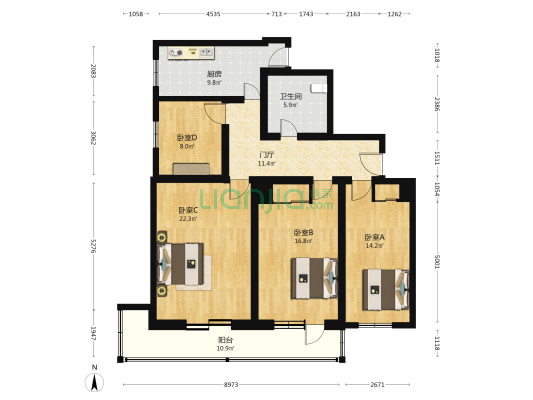 中关村南大街48号 4室0厅1卫 137平方