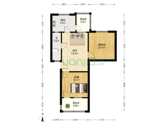 光明新村 1室1厅1卫 64平方