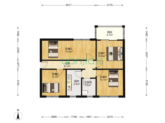 渝澳港湾 4室0厅1卫 88平方