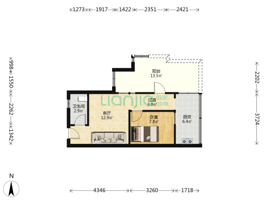 骏兴楼 1室1厅1卫 40平方