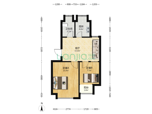 西关新区 2室1厅1卫 62平方