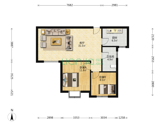 沁芳苑 2室1厅1卫 89平方