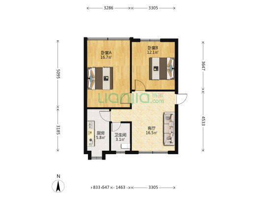 新建路142号 2室1厅1卫 67平方