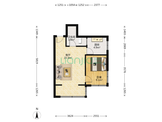 孛兰路39号 1室1厅1卫 52平方