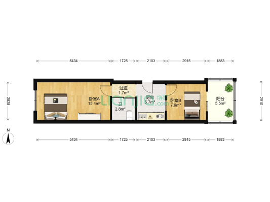 新开街 2室0厅1卫 45平方