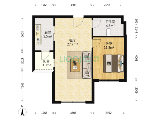 聚美东湾 1室1厅1卫 67平方