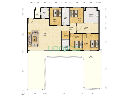 万科十七英里江入园 4室1厅3卫 192平方