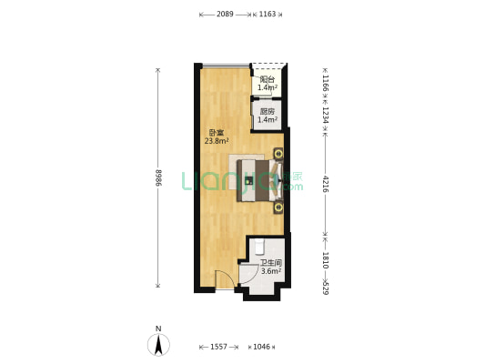 世纪星城 1室0厅1卫 42平方