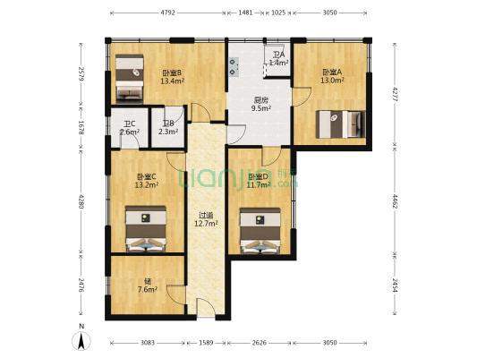 华盛楼 4室0厅3卫 133平方