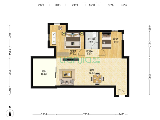 金棕榈 2室1厅1卫 79平方