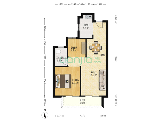 汉口1872 2室1厅1卫 80平方