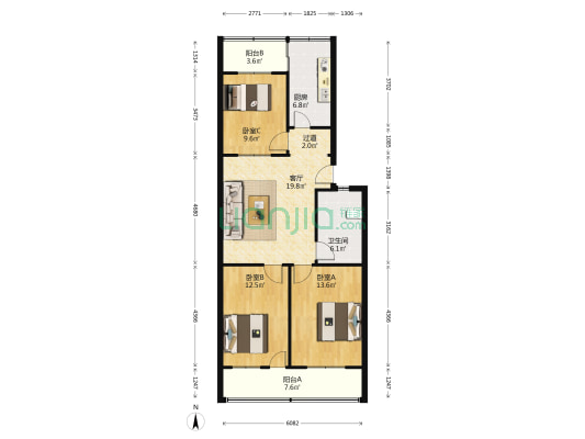 兴华北街2号院 3室1厅1卫 99平方