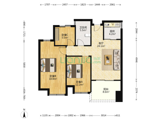 御品公馆(南湖) 3室1厅1卫 98平方