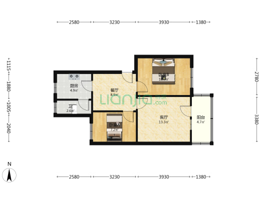 新安小区 2室2厅1卫 68平方