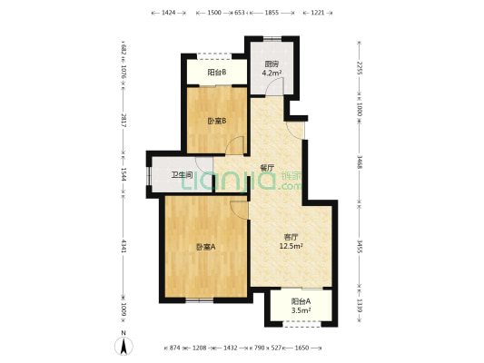 东方颐城 2室2厅1卫 83平方
