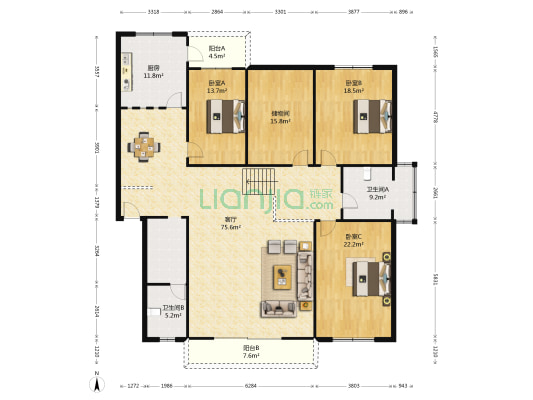 电信新津公司宿舍 3室1厅3卫 210平方