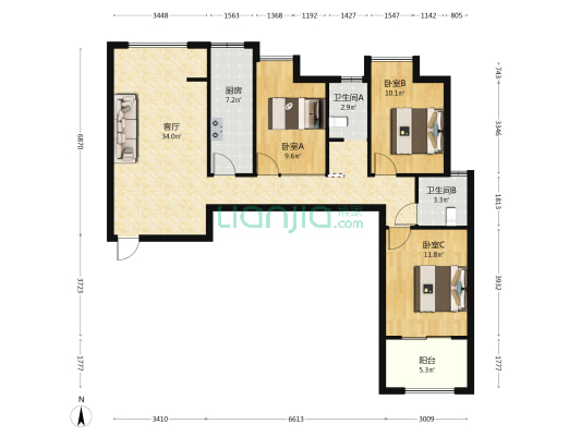 文欣苑 3室1厅2卫 107平方