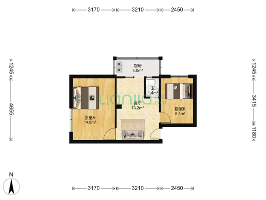 39中顺阳街 2室1厅1卫 53平方