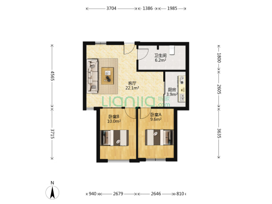 富水金都花苑 2室1厅1卫 71平方
