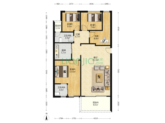 宏业楼 4室1厅2卫 114平方
