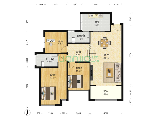 兴茂山水国际 3室1厅2卫 116平方