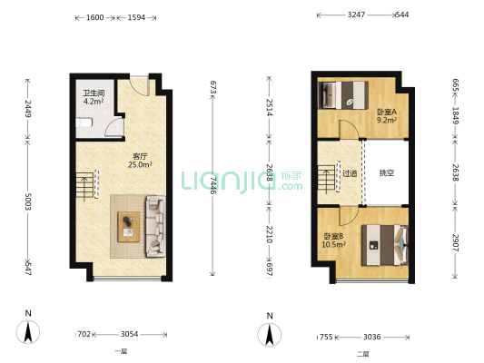 花桥梦世界SOHO公寓 2室1厅1卫 48平方