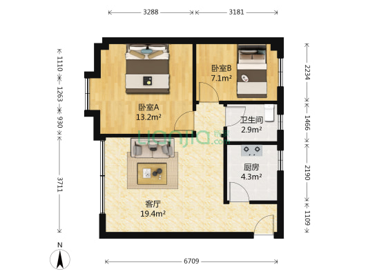 新吉祥楼 2室1厅1卫 61平方