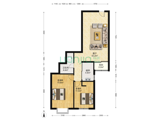 西环景苑 2室1厅1卫 94平方