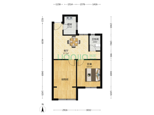 明秀秀山苑 1室1厅1卫 67平方