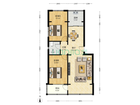 省畜牧技术推广总站家属院 2室1厅1卫 80平方