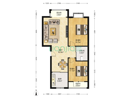 三隆春天 2室1厅1卫 100平方